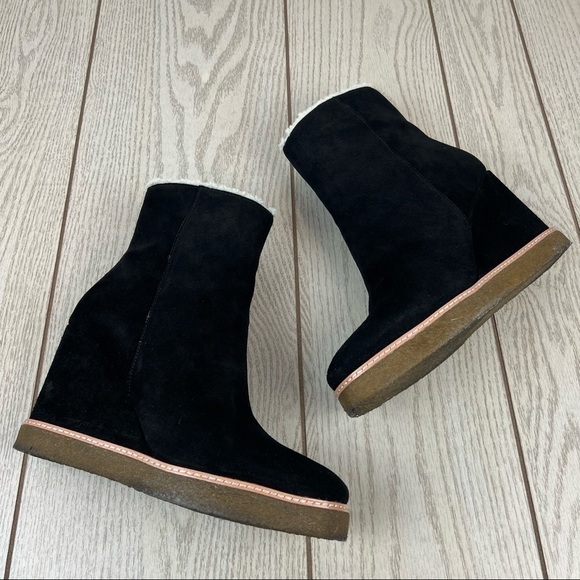 Aqua Shoes - AQUA Women's Danna high Ankle Wedge Booties 10M Black Suede $158